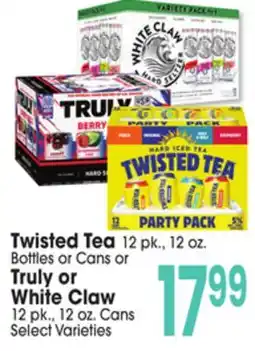 Jewel-Osco Twisted Tea 12 pk., 12 oz. Bottles or Cans or Truly or White Claw 12 pk., 12 oz. Cans offer
