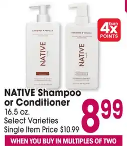 Jewel-Osco NATIVE Shampoo or Conditioner offer