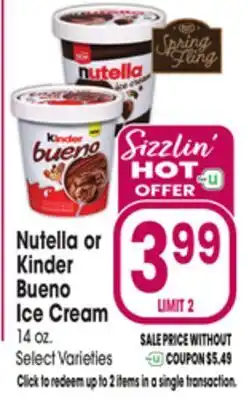 Jewel-Osco Nutella or Kinder Bueno Ice Cream offer