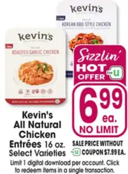 Jewel-Osco Kevin's All Natural Chicken Entrées offer