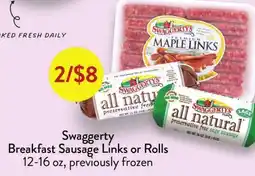 Fresh Thyme Swaggerty Breakfast Sausage Links or Rolls offer