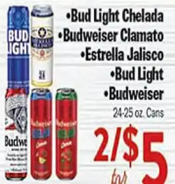 Rio Valley Market •Bud Light Chelada •Budweiser Clamato •Estrella Jalisco •Bud Light •Budweiser offer