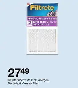 Target Filtrete 16x25x1 2-pk. Allergen, Bacteria & Virus air filter offer