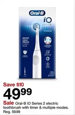 Target Oral-B iO Series 2 electric toothbrush with timer & multiple modes offer