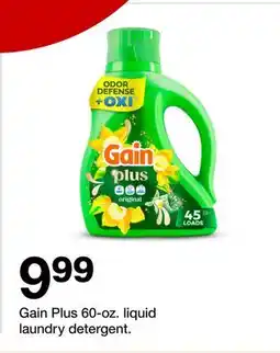 Target Gain Plus 60-oz. liquid laundry detergent offer