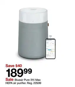 Target Blueair Pure 311i Max HEPA air purifier offer