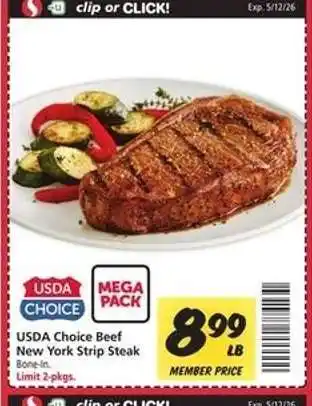 Safeway USDA CHOICE Beef New York Strip Steak offer
