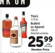 Safeway Tito's, Bulleit or Aperol offer