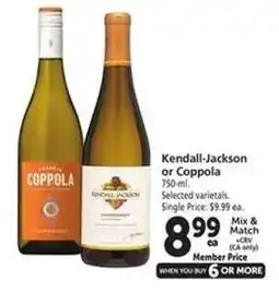 Safeway Kendall Jackson or Coppola offer