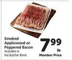 Safeway Smoked Applewood or Peppered Bacon offer