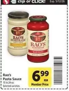 Safeway Rao's Pasta Sauce offer