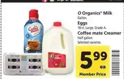 Safeway O Organics Milk, Eggs, Coffee mate Creamer offer