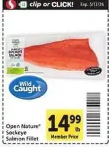 Safeway OPEN NATURE SOCKEYE SALMON FILLET offer