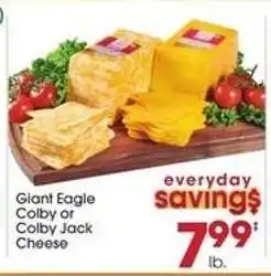 Giant Eagle Giant Eagle Colby or Colby Jack Cheese offer