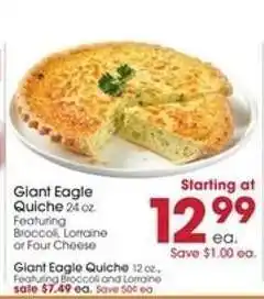 Giant Eagle Giant Eagle Quiche offer