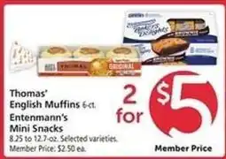 Safeway Thomas' English Muffins & Entenmann's Mini Snacks offer
