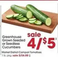 Giant Eagle Greenhouse Grown Seeded or Seedless Cucumbers offer