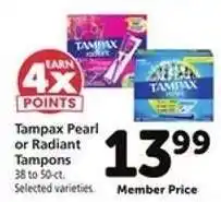 Safeway Tampax Pearl or Radiant Tampons offer