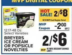 Food Lion BREYERS ICE CREAM OR POPSICLE NOVELTIES offer