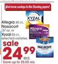 Giant Eagle Allegra, Nasacort, XYZAL offer