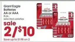 Giant Eagle Giant Eagle Batteries offer