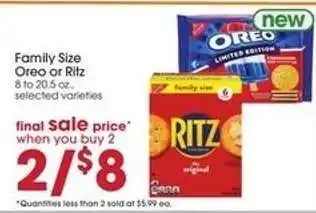 Giant Eagle Family Size Oreo or Ritz offer