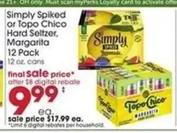 Giant Eagle Simply Spiked or Topo Chico Hard Seltzer, Margarita offer
