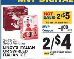 Food Lion LINDY'S ITALIAN OR SWIRLED ITALIAN ICE offer
