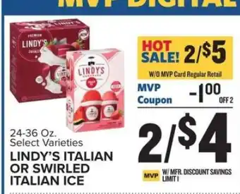 Food Lion LINDY'S ITALIAN OR SWIRLED ITALIAN ICE offer