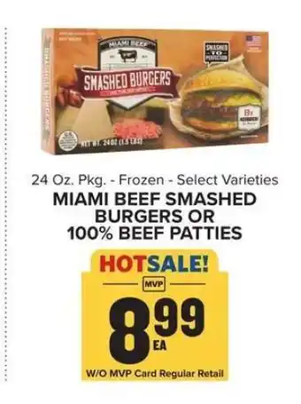 Food Lion Miami Beef Smashed Burgers or 100% Beef Patties offer