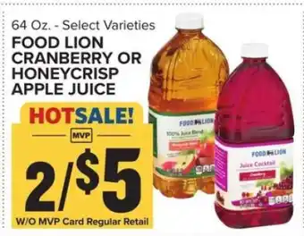 Food Lion Food Lion Cranberry or Honeycrisp Apple Juice offer