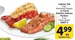 Albertsons Lobster Tail or Fresh Atlantic Salmon Portion offer