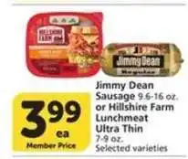 Albertsons Jimmy Dean Sausage or Hillshire Farm Lunchmeat Ultra Thin offer