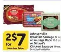 Albertsons Johnsonville Breakfast Sausage or Sausage Rope or Gilbert's Chicken Sausage offer