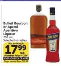 Albertsons Bulleit Bourbon or Aperol Aperitivo Liqueur offer