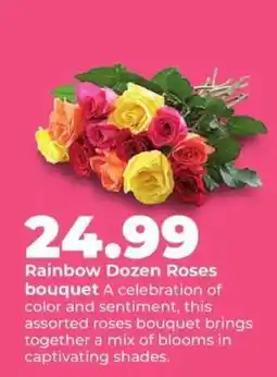 Hy-Vee Rainbow Dozen Roses bouquet offer