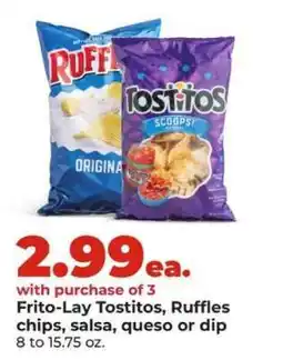 Hy-Vee Frito-Lay Tostitos, Ruffles chips, salsa, queso or dip offer
