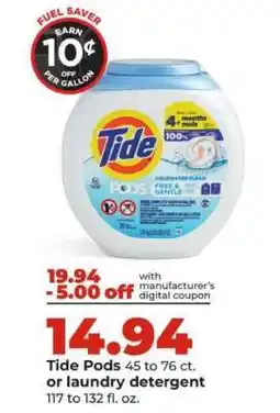 Hy-Vee Tide Pods or Laundry Detergent offer