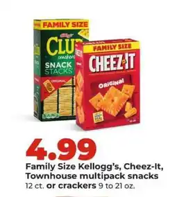 Hy-Vee Family Size Kellogg’s, Cheez-It, Townhouse multipack snacks offer