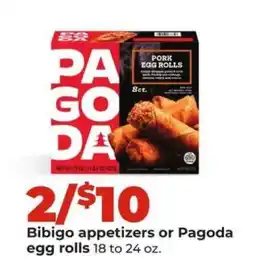 Hy-Vee Bibigo appetizers or Pagoda egg rolls offer