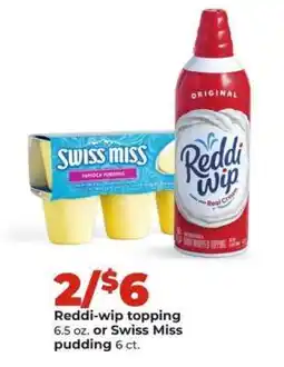 Hy-Vee Reddi-wip topping or Swiss Miss pudding offer