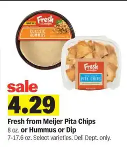 Meijer Fresh from Meijer Pita Chips or Hummus or Dip offer
