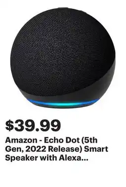 Best Buy Amazon - Echo Dot (5th Gen, 2022 Release) Smart Speaker with Alexa - Charcoal offer