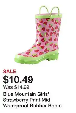 Tractor Supply Company Blue Mountain Girls' Strawberry Print Mid Waterproof Rubber Boots offer