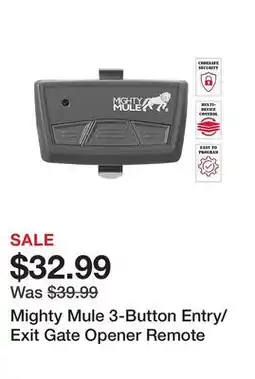 Tractor Supply Company Mighty Mule 3-Button Entry/Exit Gate Opener Remote offer