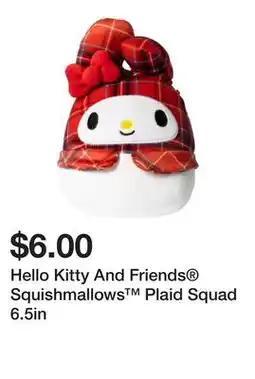 Five Below Hello Kitty And Friends Squishmallows Plaid Squad 6.5in offer