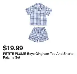 Marshalls PETITE PLUME Boys Gingham Top And Shorts Pajama Set offer