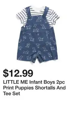 Marshalls LITTLE ME Infant Boys 2pc Print Puppies Shortalls And Tee Set offer