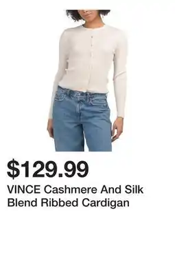 Marshalls VINCE Cashmere And Silk Blend Ribbed Cardigan offer