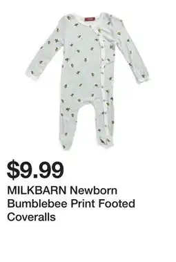 Marshalls MILKBARN Newborn Bumblebee Print Footed Coveralls offer